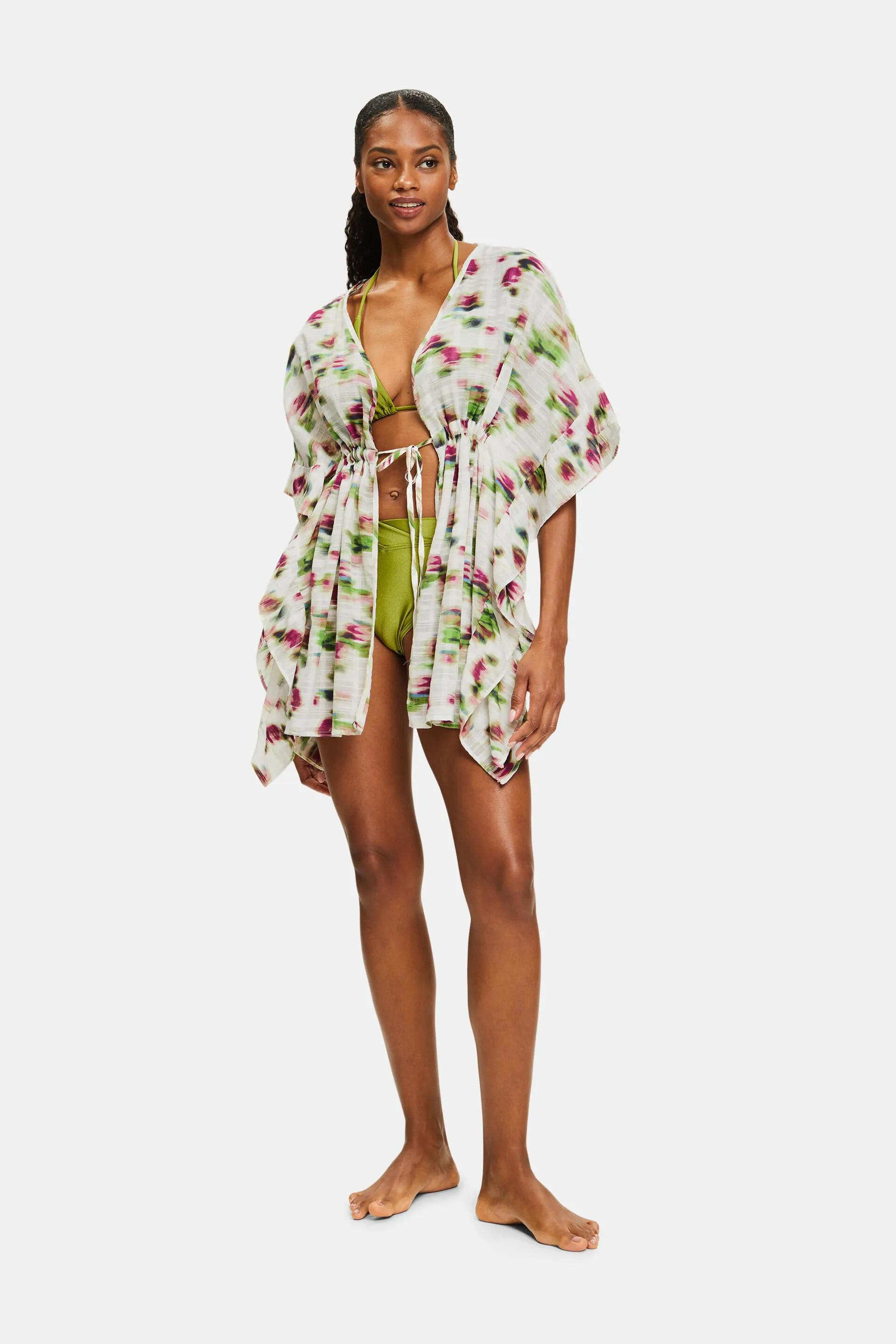 Poncho con textura y estampado
