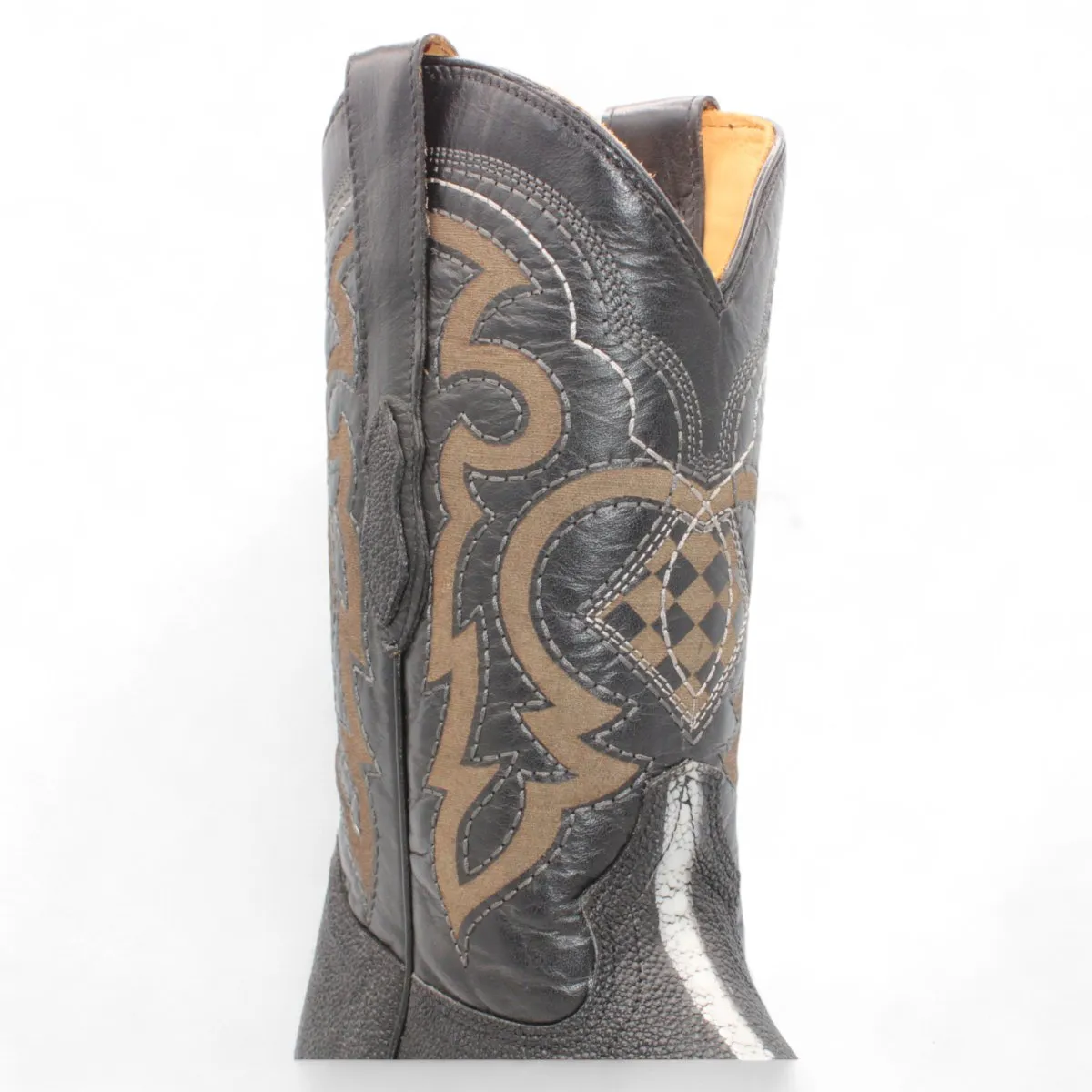 ROWSTONE STINGRAY PRINT SQUARE TOE BOOTS  BLACK