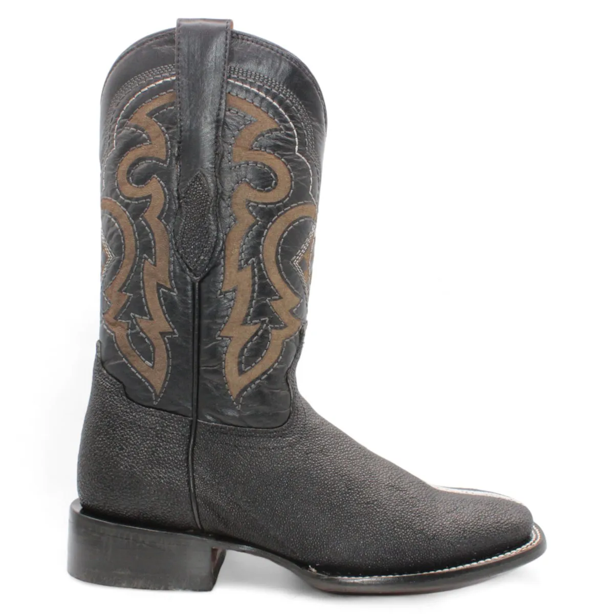 ROWSTONE STINGRAY PRINT SQUARE TOE BOOTS  BLACK