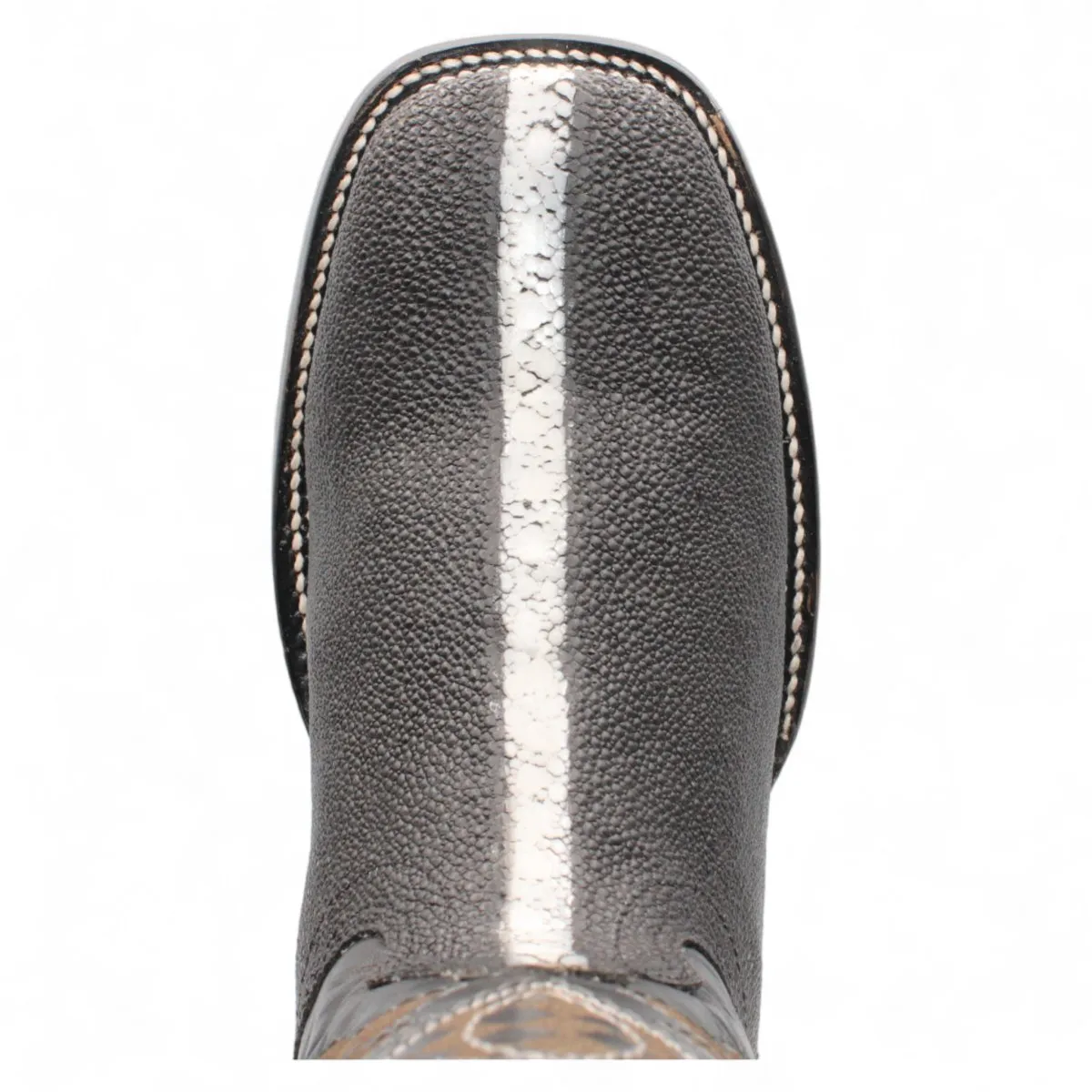 ROWSTONE STINGRAY PRINT SQUARE TOE BOOTS  BLACK