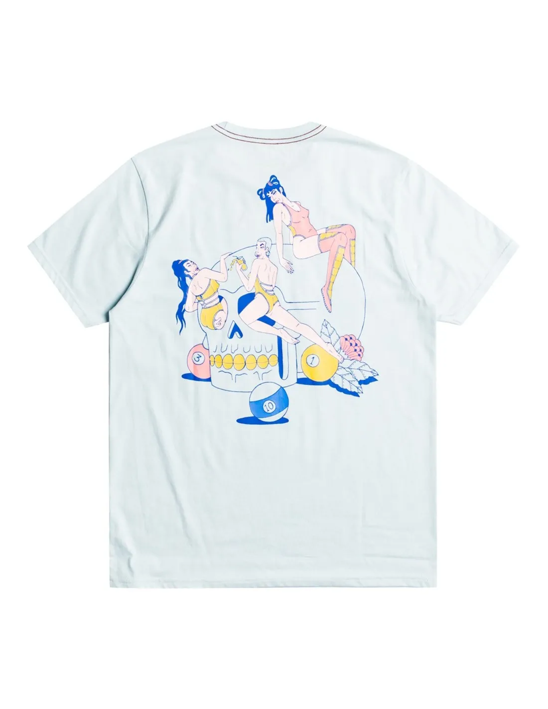 RVCA SKULL CLUB  AZUL CIELO  CAMISETA