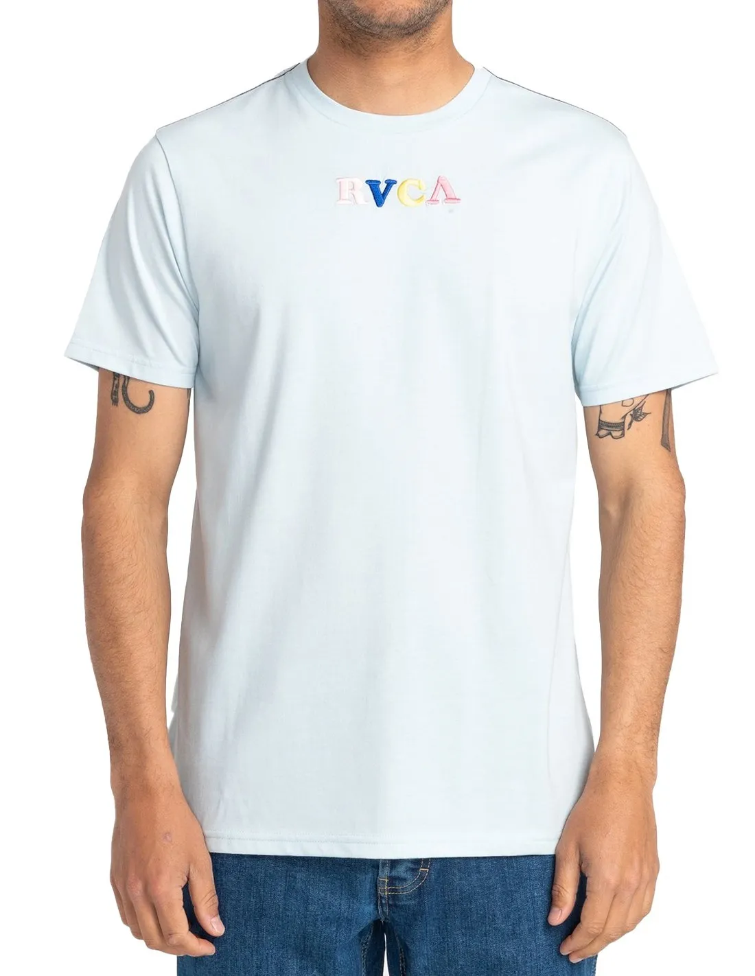 RVCA SKULL CLUB  AZUL CIELO  CAMISETA