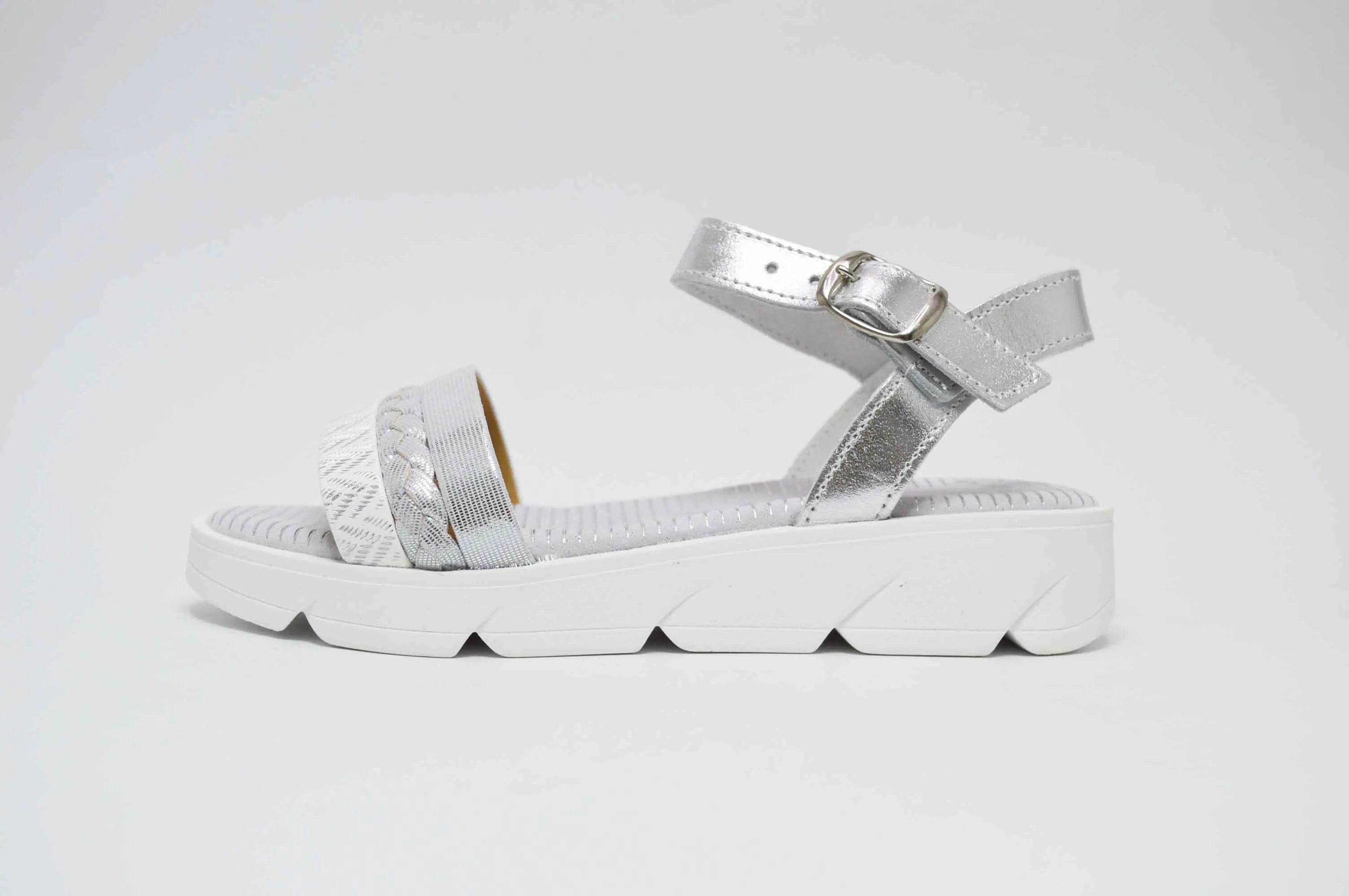 Sandalias metalizada suela blanca niña
