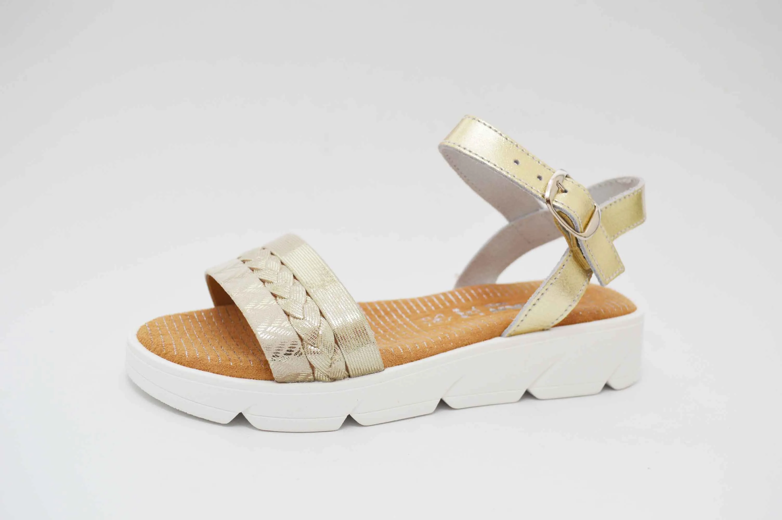 Sandalias metalizada suela blanca niña
