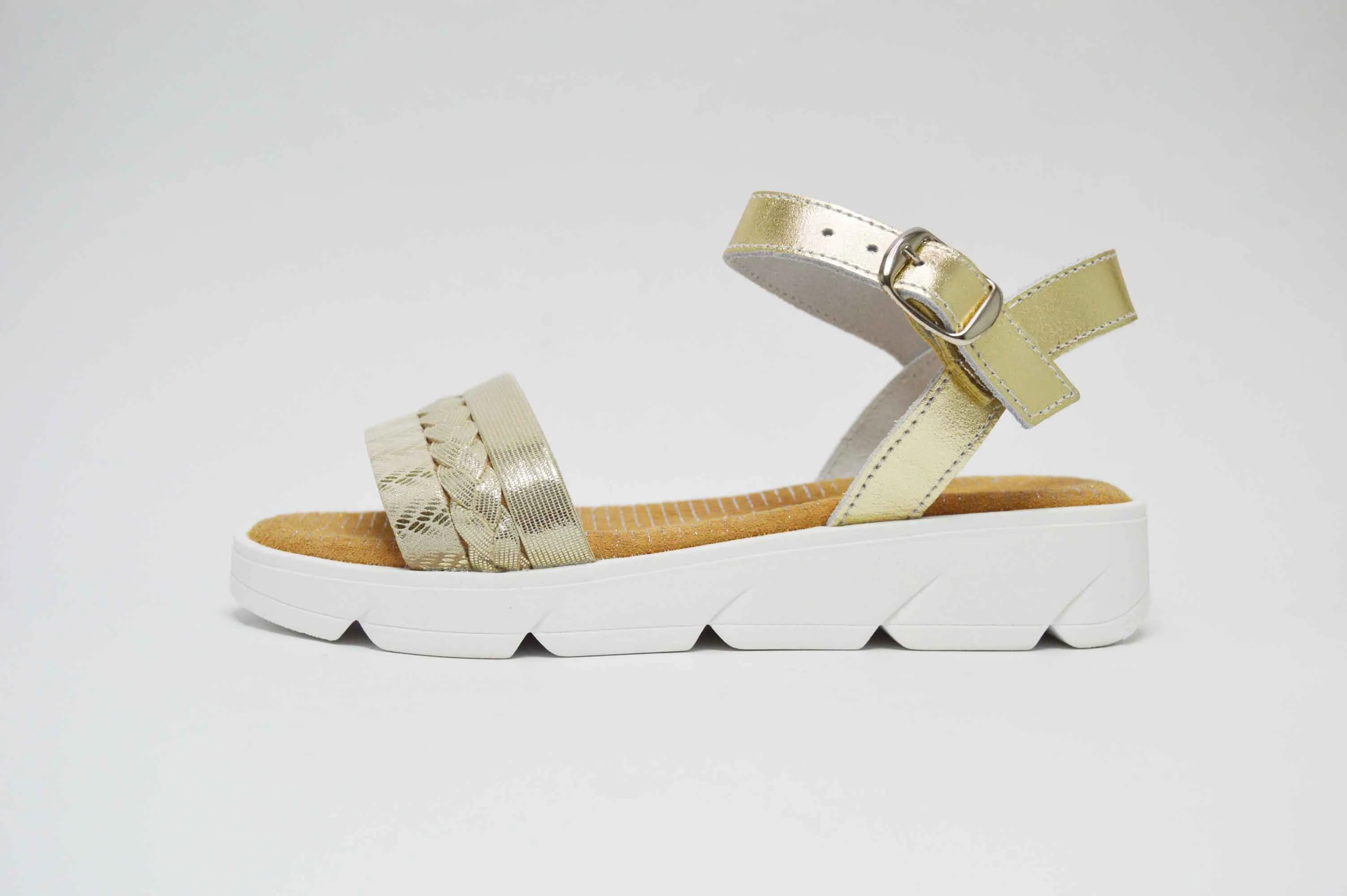 Sandalias metalizada suela blanca niña