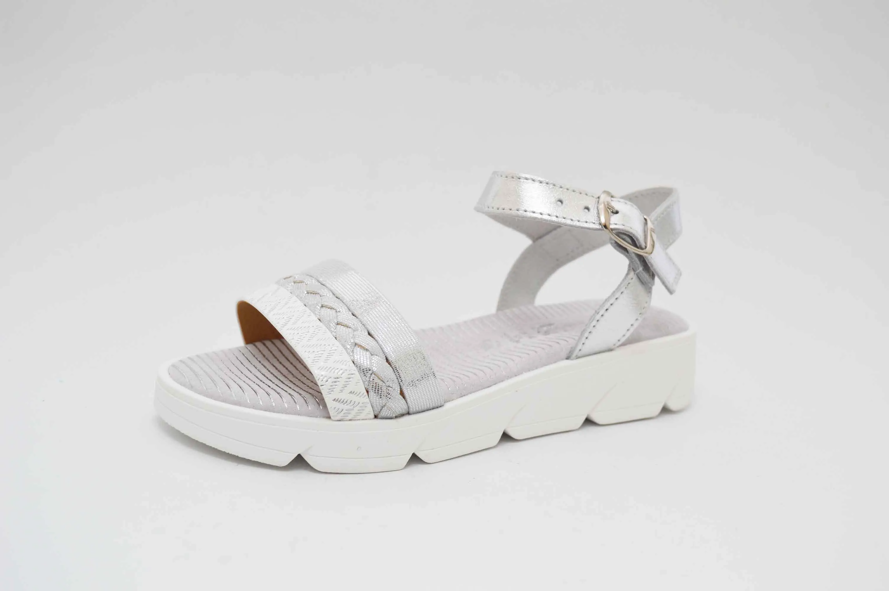 Sandalias metalizada suela blanca niña