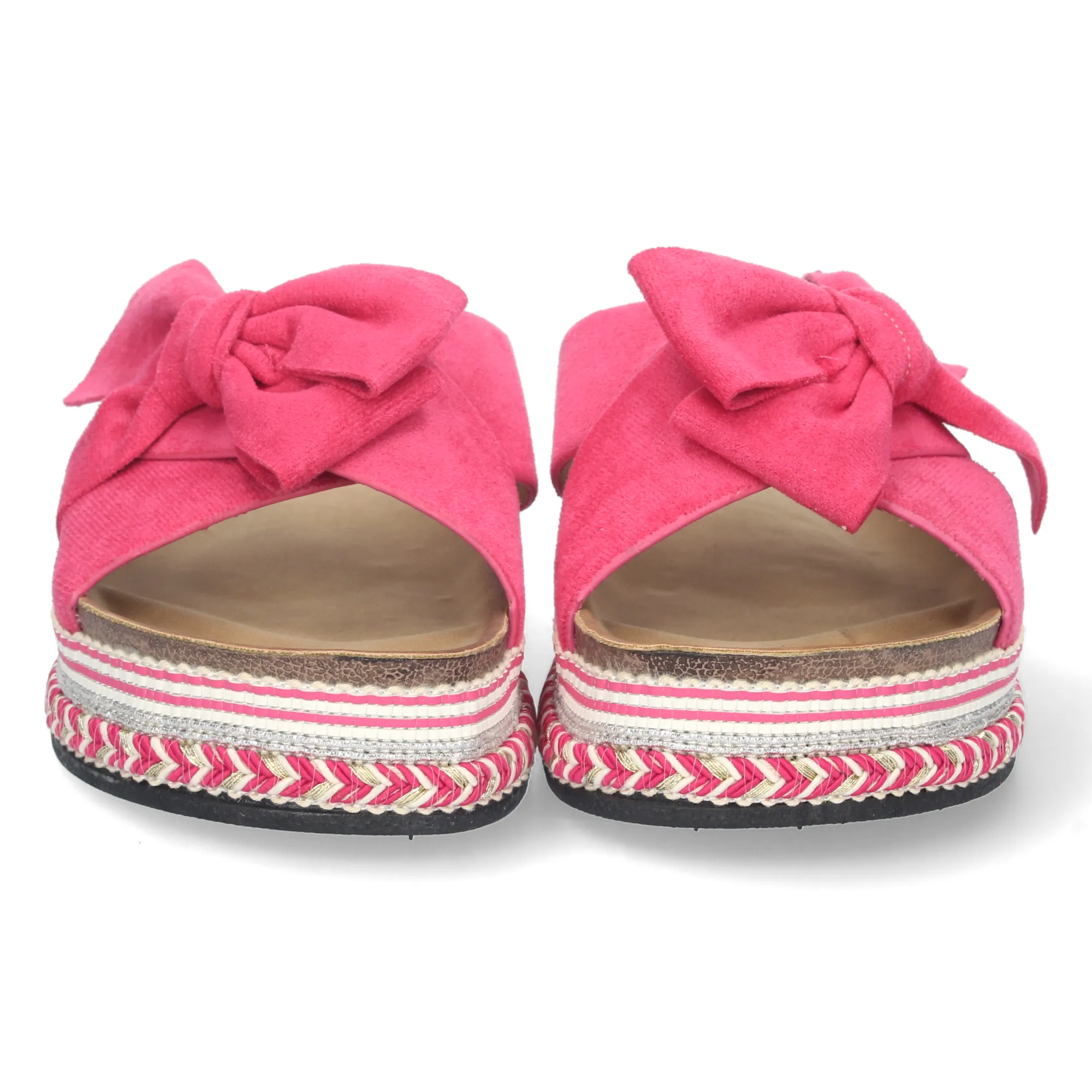 SANDALIAS PLANAS CóMODA DISEñO éTNICO PALA TRENZADA MUJER FUCSIA 20376