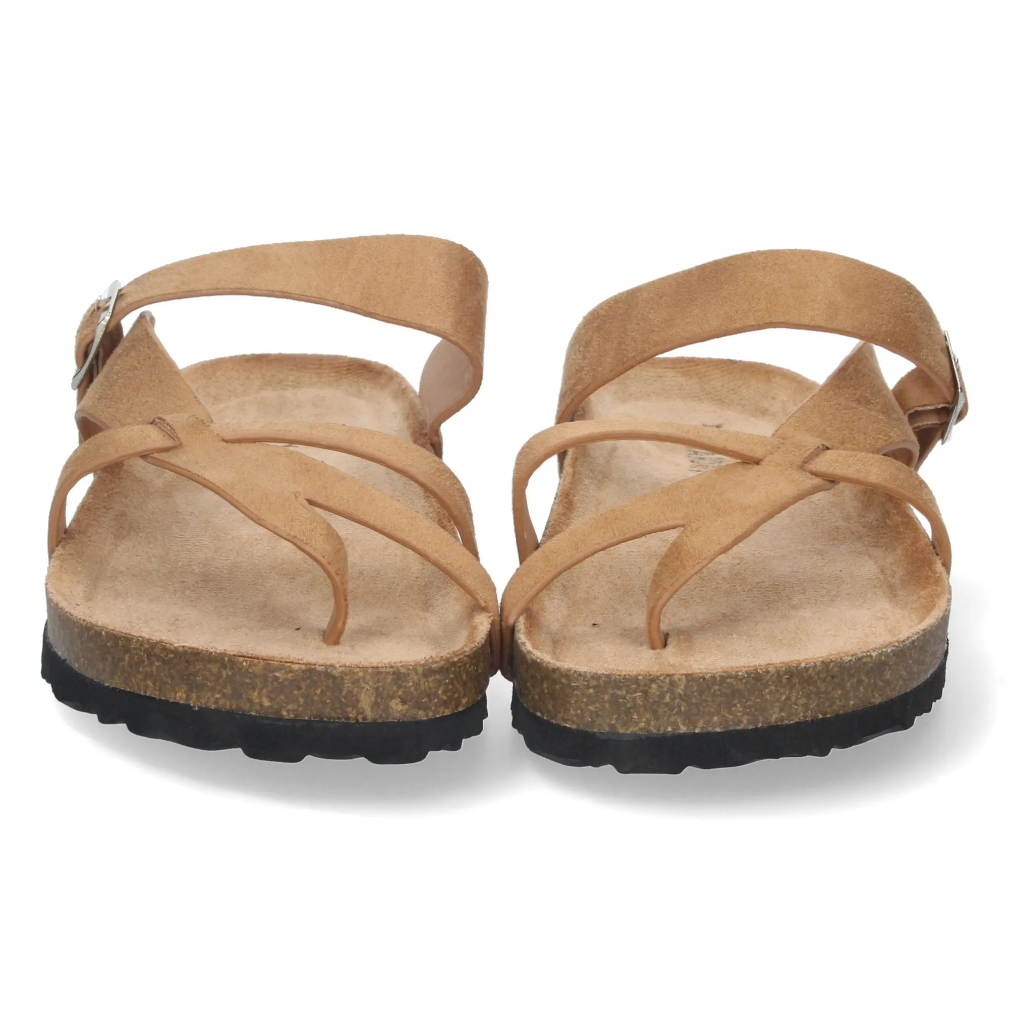 SANDALIAS PLANAS CóMODAS BIO DISEñO ESCLAVA MUJER COLOR CAMEL AY2220
