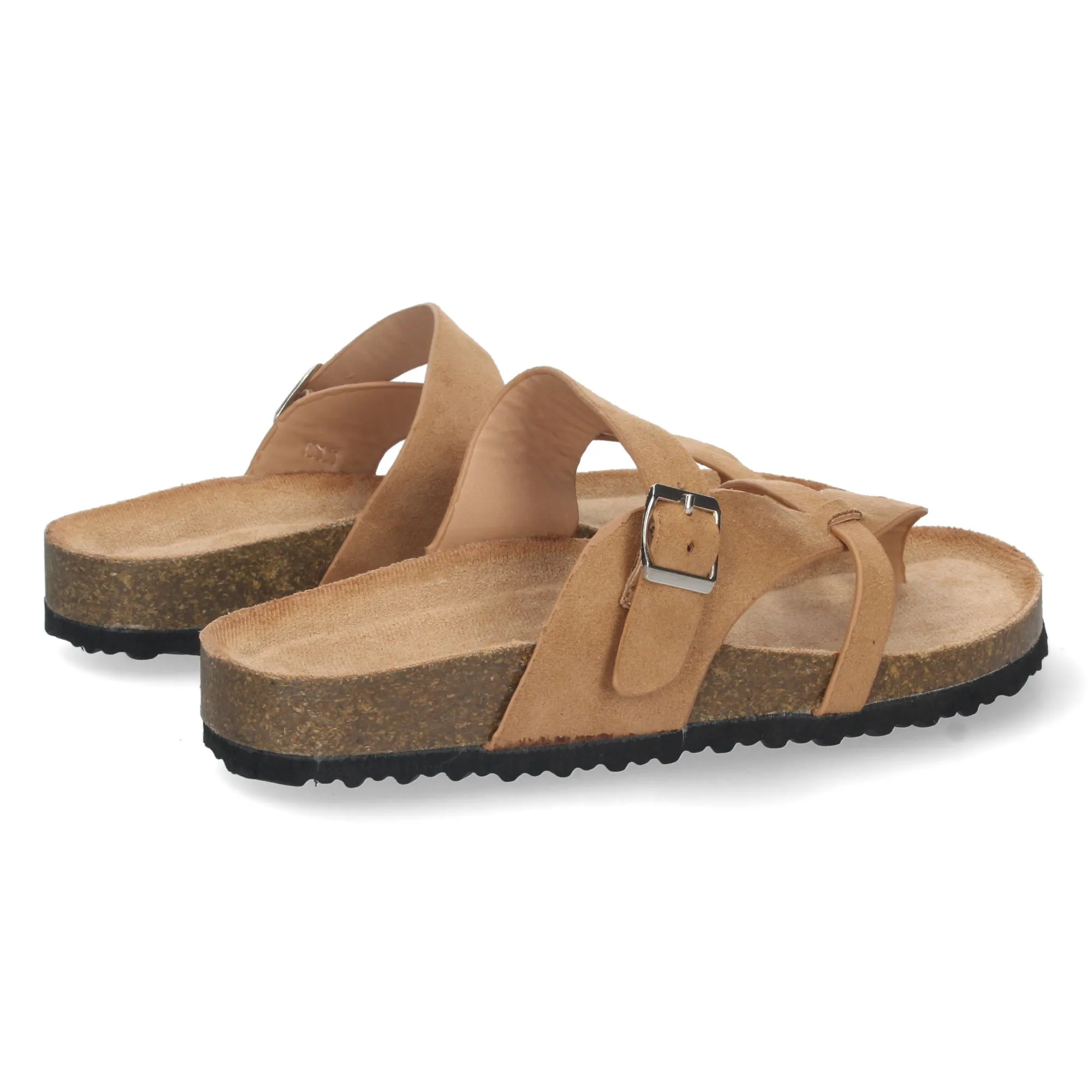 SANDALIAS PLANAS CóMODAS BIO DISEñO ESCLAVA MUJER COLOR CAMEL AY2220