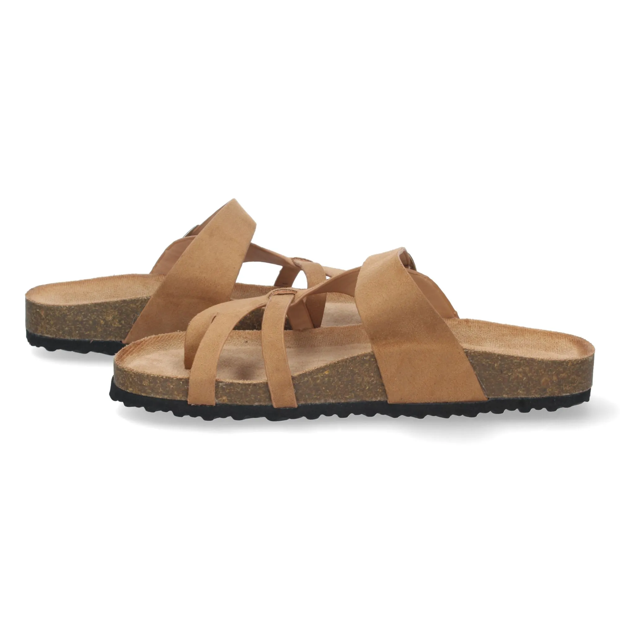 SANDALIAS PLANAS CóMODAS BIO DISEñO ESCLAVA MUJER COLOR CAMEL AY2220