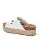 Sandalias plataformas Owel blancas con suela estilo esparto, puntera redonda y acabados en espejo