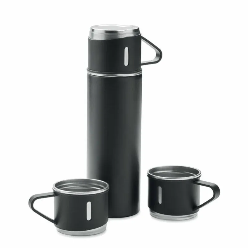 Set de botella 450 ml. y tazas de acero inox. Sharm