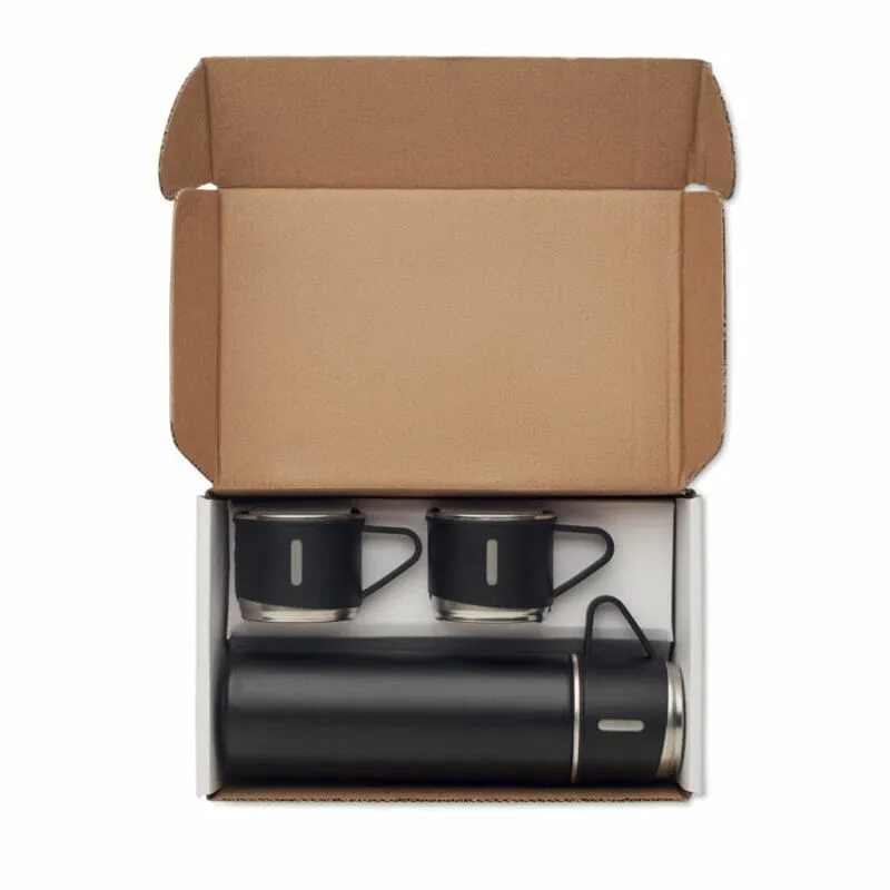Set de botella 450 ml. y tazas de acero inox. Sharm