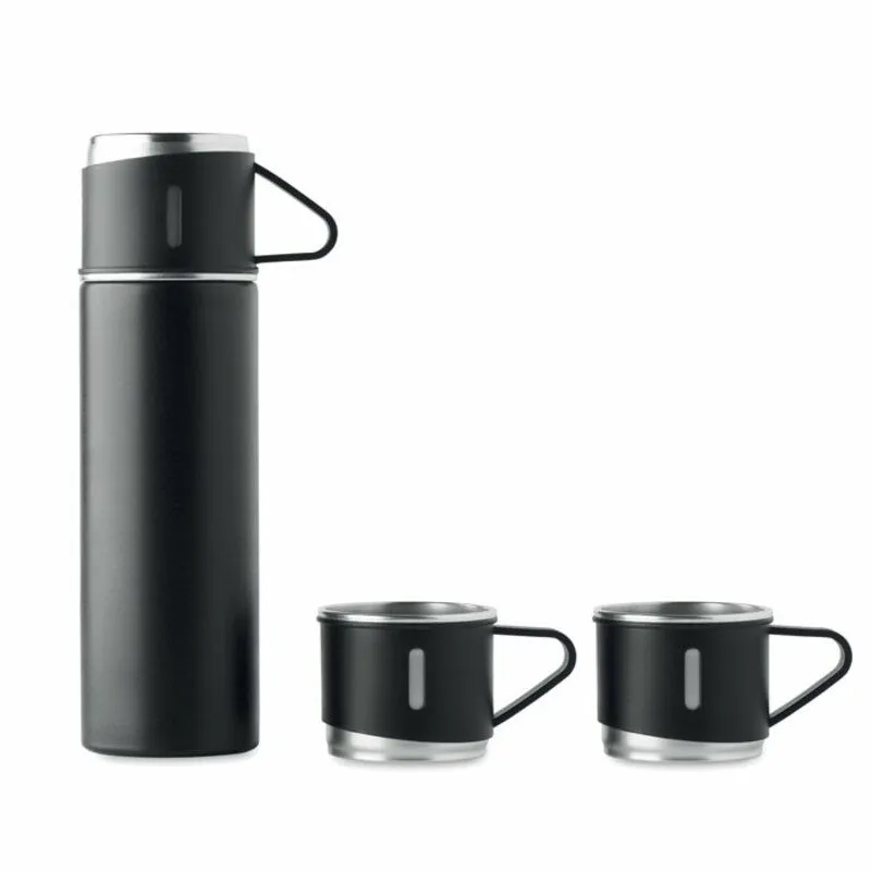Set de botella 450 ml. y tazas de acero inox. Sharm