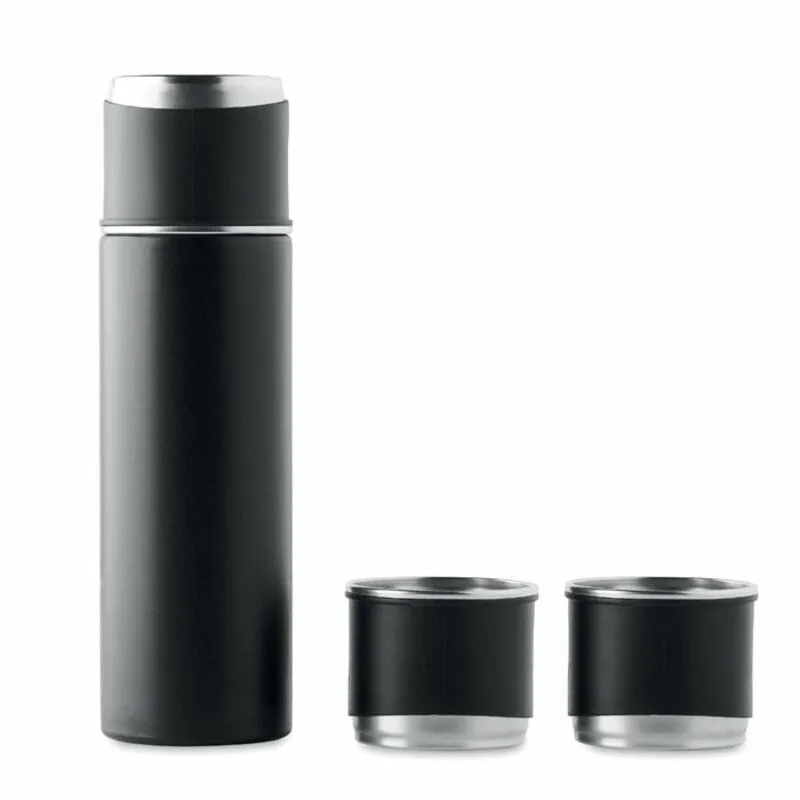 Set de botella 450 ml. y tazas de acero inox. Sharm