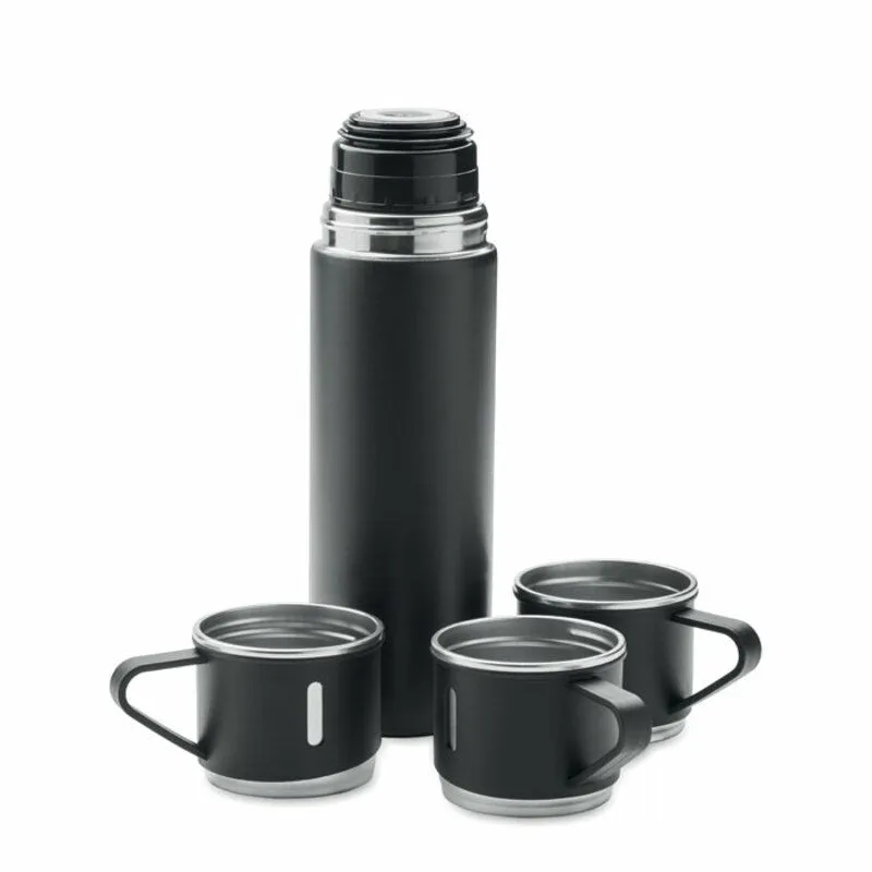 Set de botella 450 ml. y tazas de acero inox. Sharm