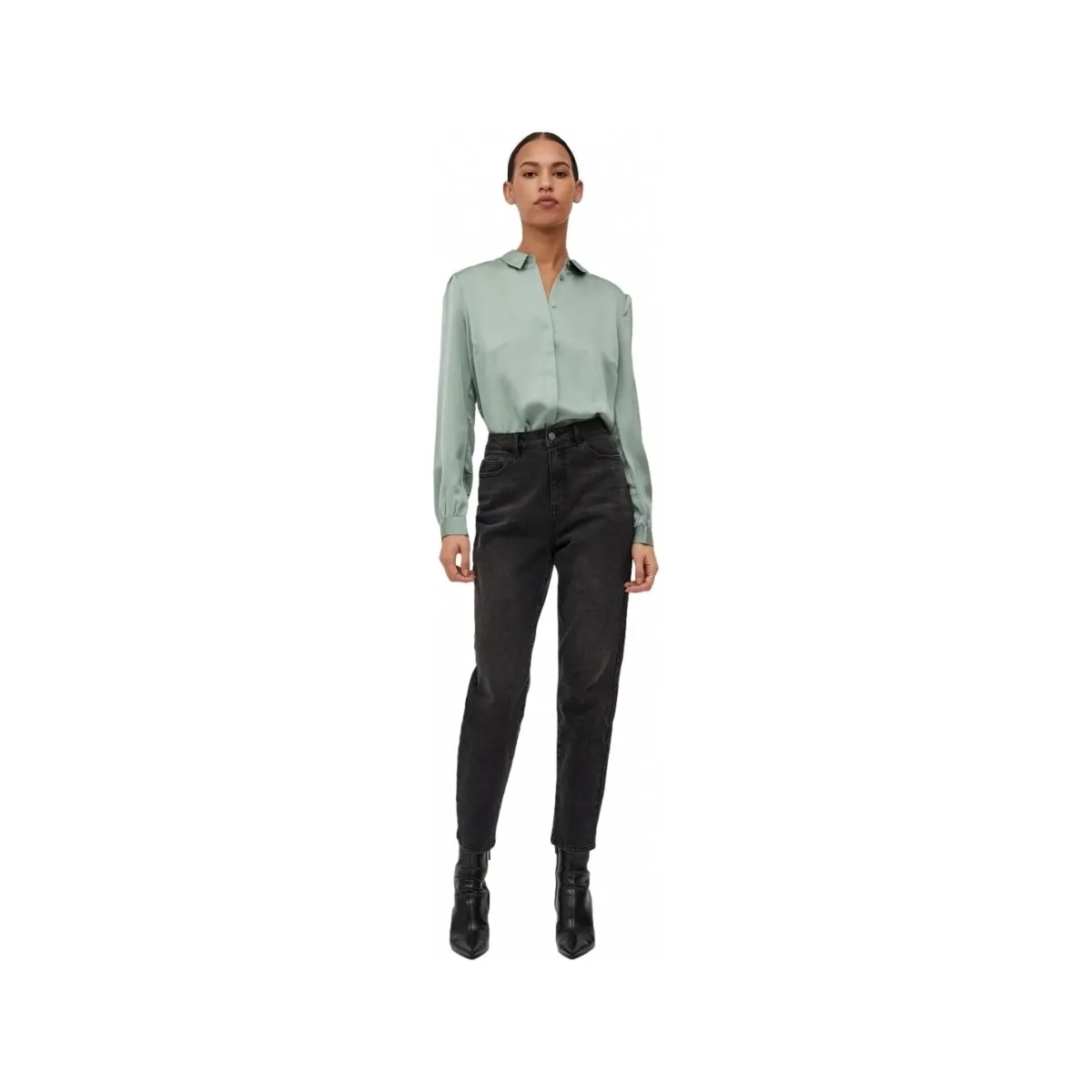 SHIRT ELLETTE SATIN L/S  GREEN/MILIEU