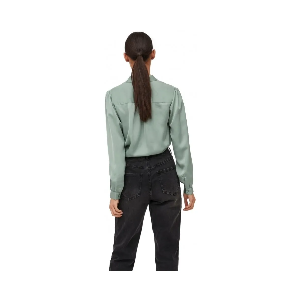 SHIRT ELLETTE SATIN L/S  GREEN/MILIEU