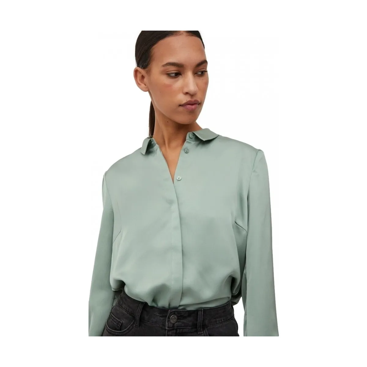 SHIRT ELLETTE SATIN L/S  GREEN/MILIEU