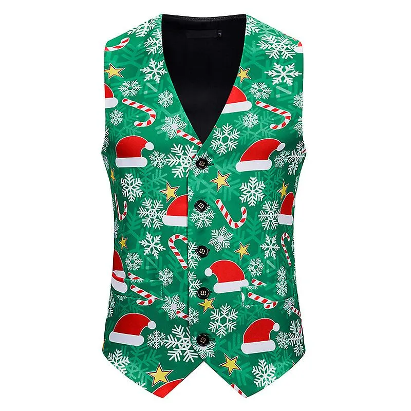 Sombreros de Navidad Verdes para Hombre Chalecos Estampados Chalecos Sin Mangas