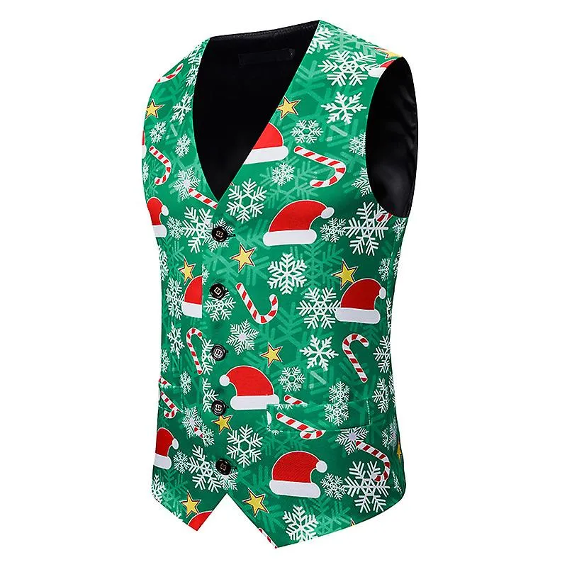 Sombreros de Navidad Verdes para Hombre Chalecos Estampados Chalecos Sin Mangas
