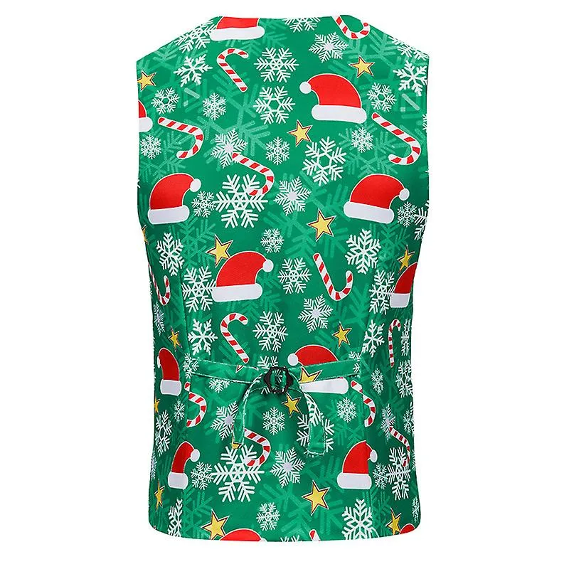 Sombreros de Navidad Verdes para Hombre Chalecos Estampados Chalecos Sin Mangas