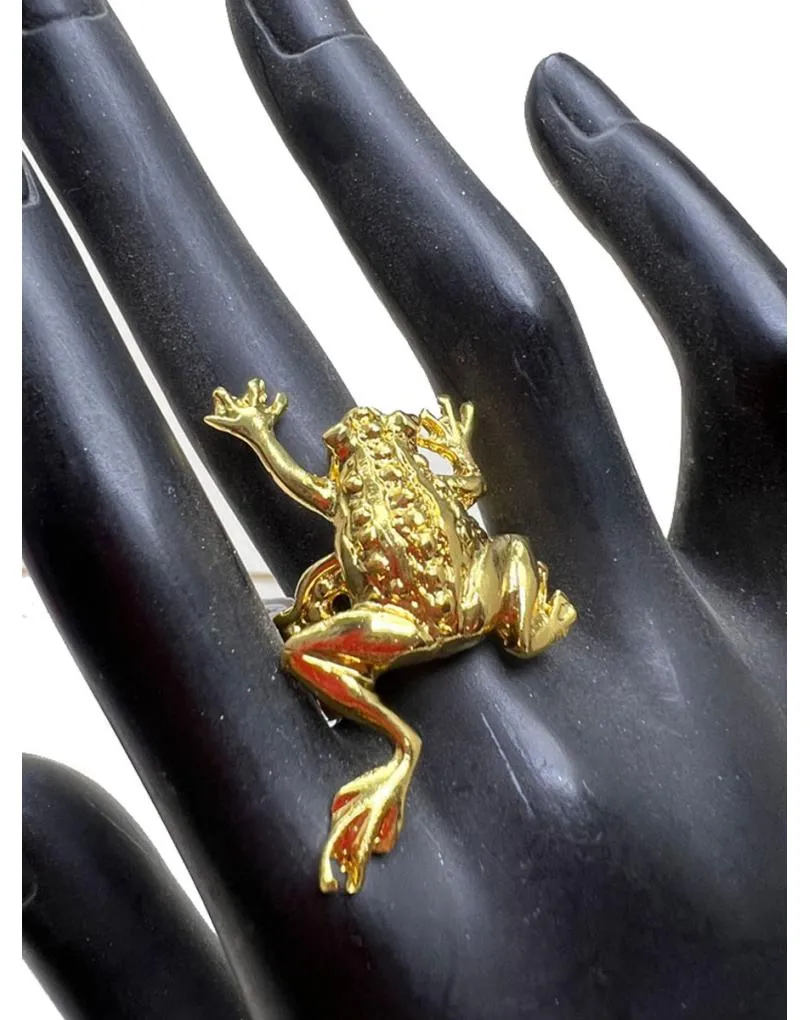 SORTIJA DE RANA PRECOLOMBINA JOYERIA ARTESANAL BAÑO DE ORO