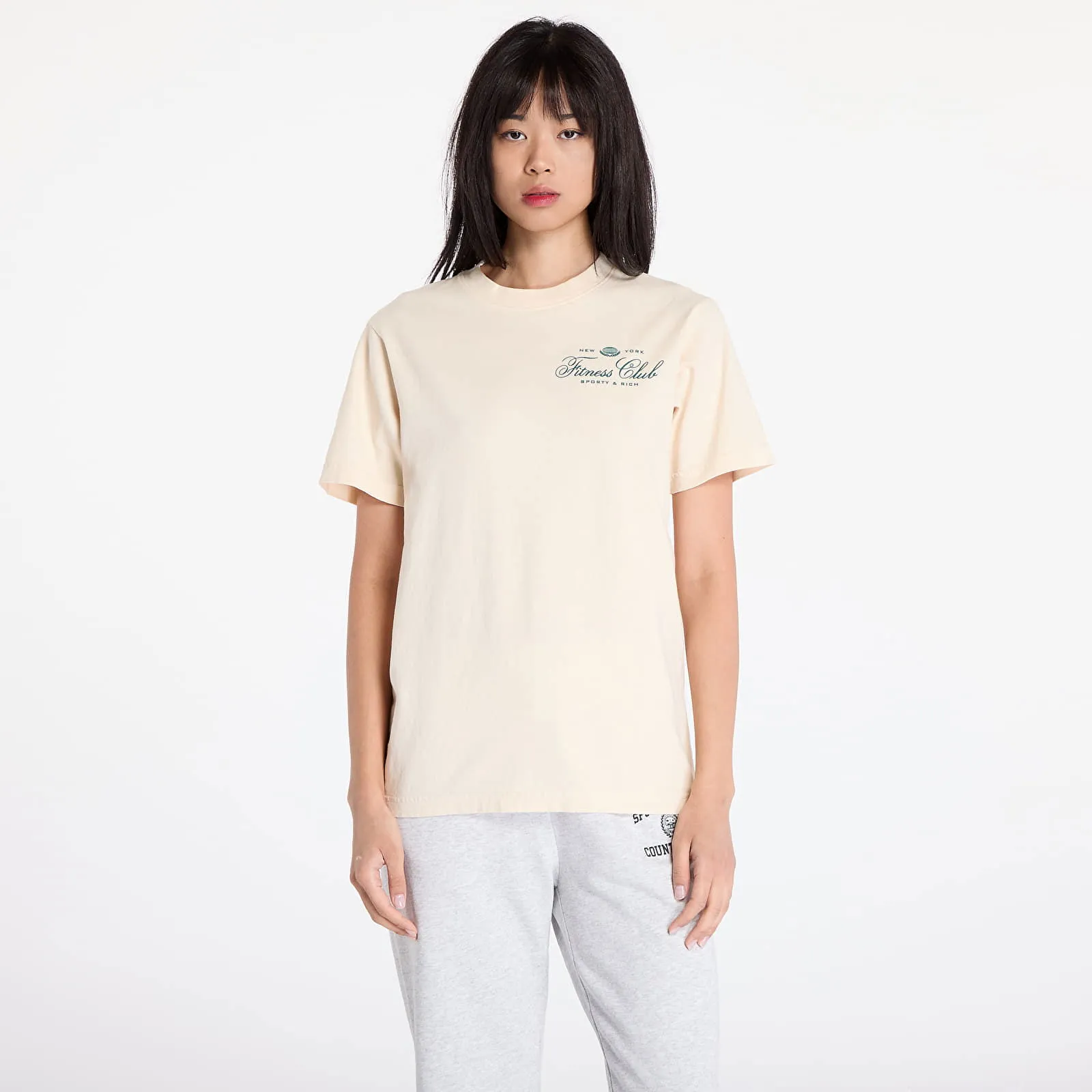 SPORTY & RICH FITNESS WORLD TSHIRT UNISEX CREAM/ ALPINE XS
