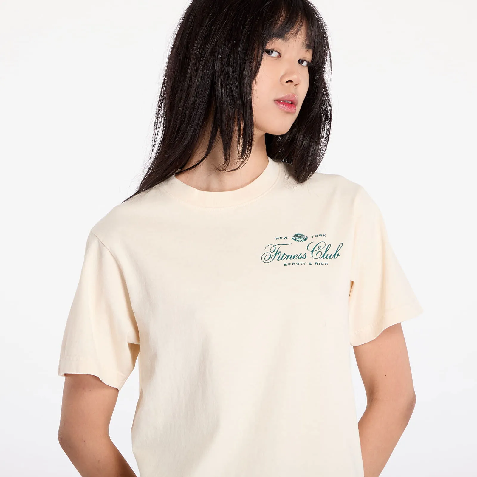 SPORTY & RICH FITNESS WORLD TSHIRT UNISEX CREAM/ ALPINE XS