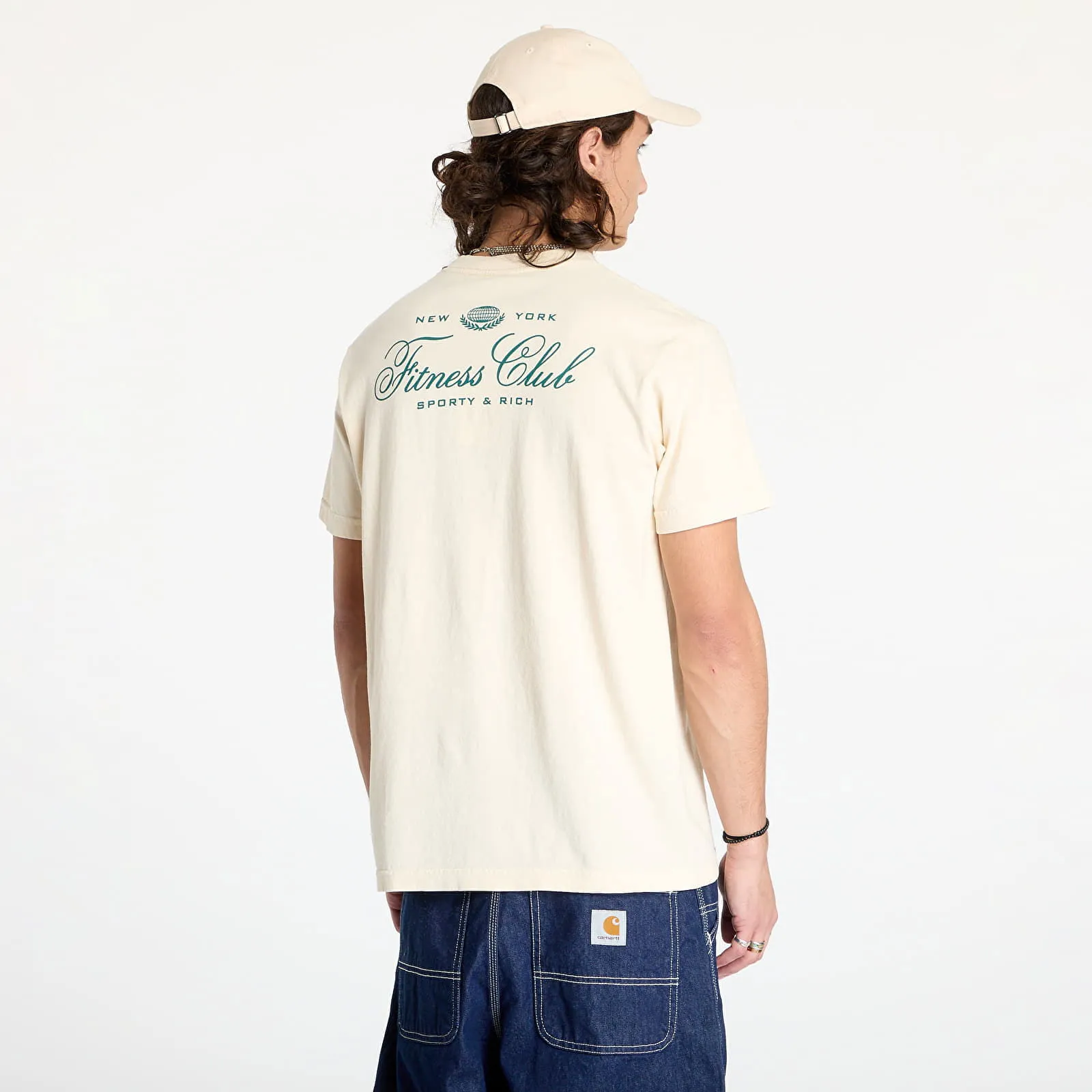 SPORTY & RICH FITNESS WORLD TSHIRT UNISEX CREAM/ ALPINE XS