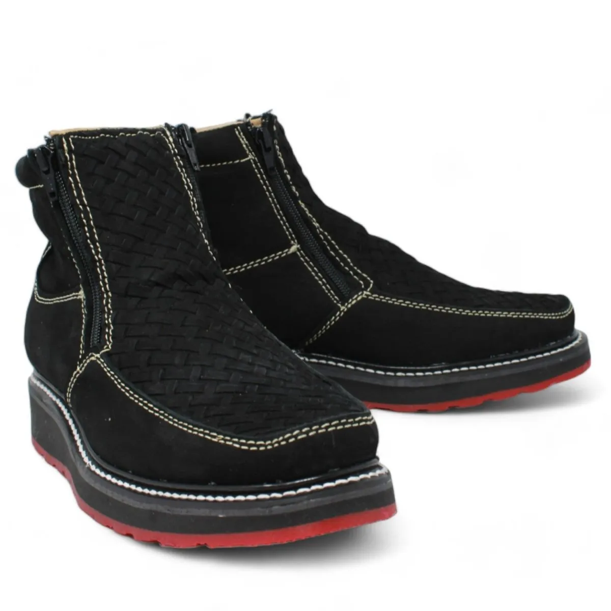 Square Toe Double Density Work Boots with Double Zipper
