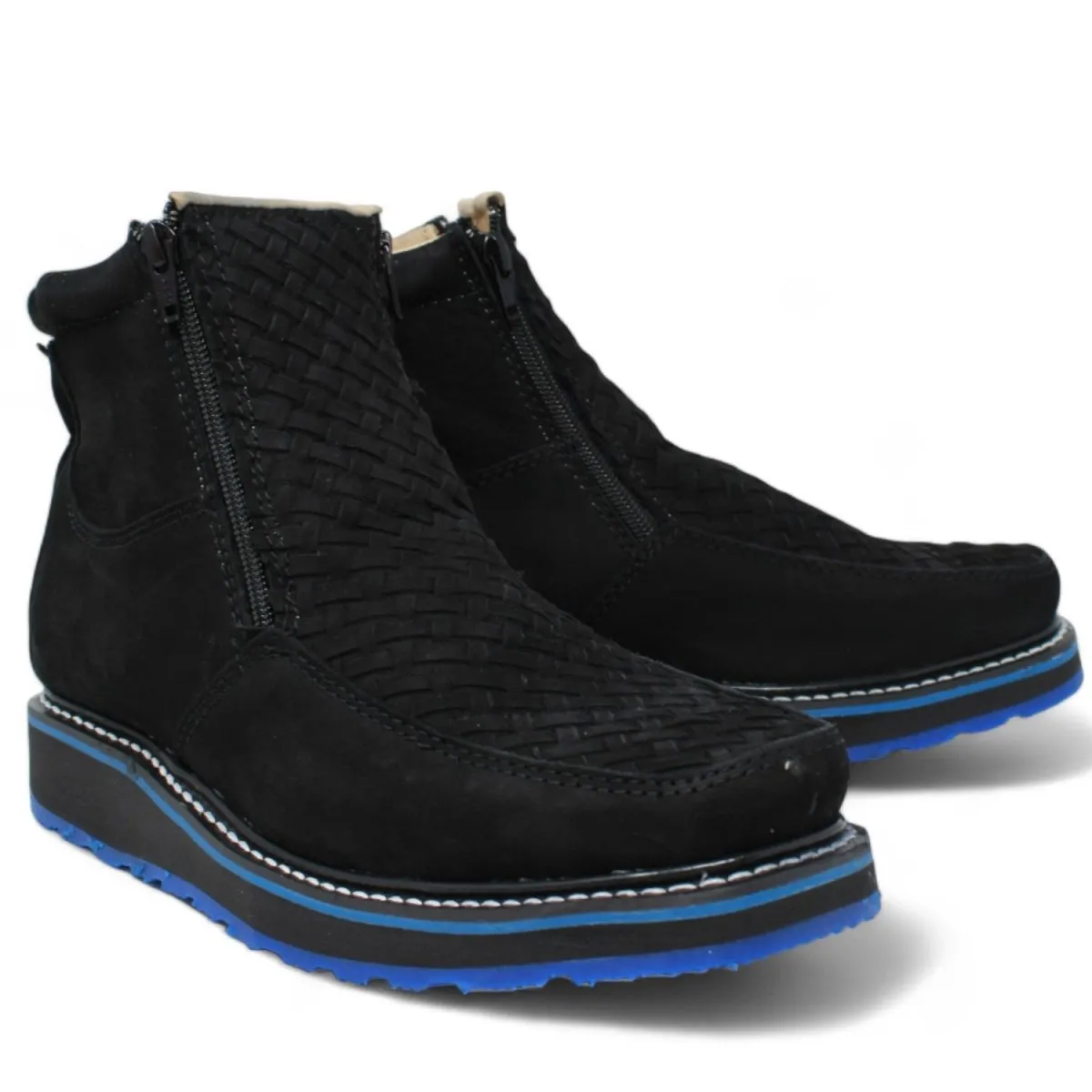 Square Toe Double Density Work Boots with Double Zipper