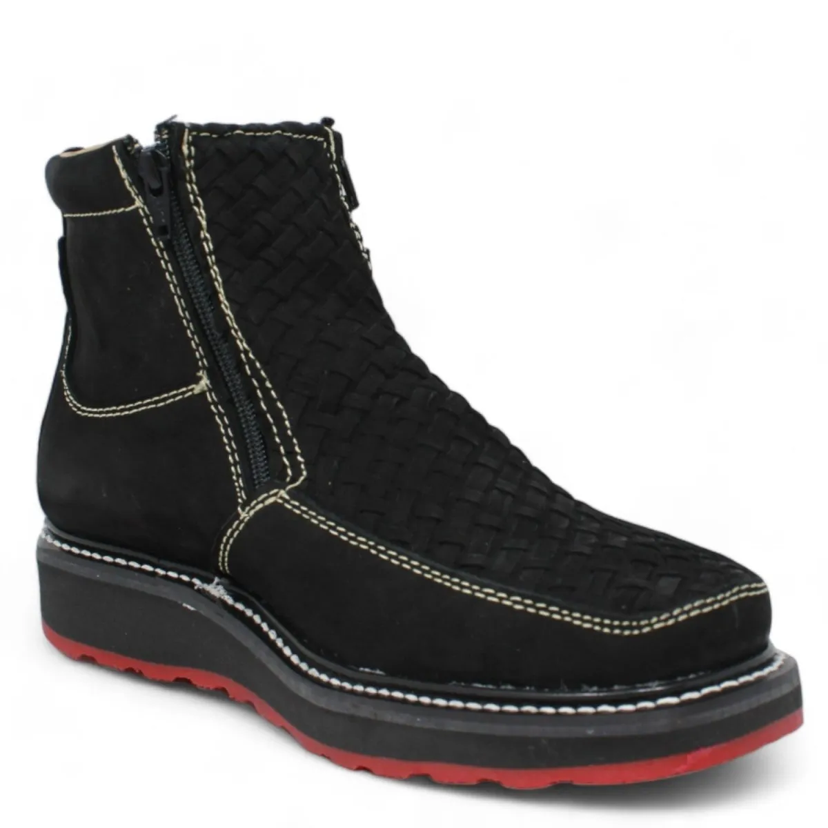 Square Toe Double Density Work Boots with Double Zipper