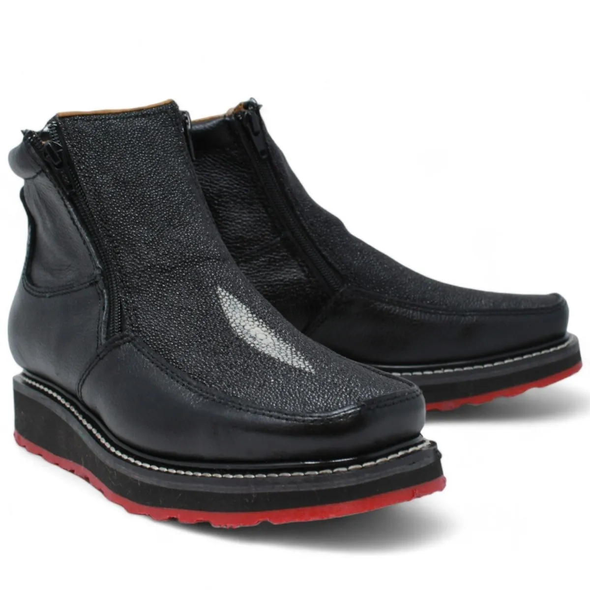 Square Toe Double Density Work Boots with Double Zipper