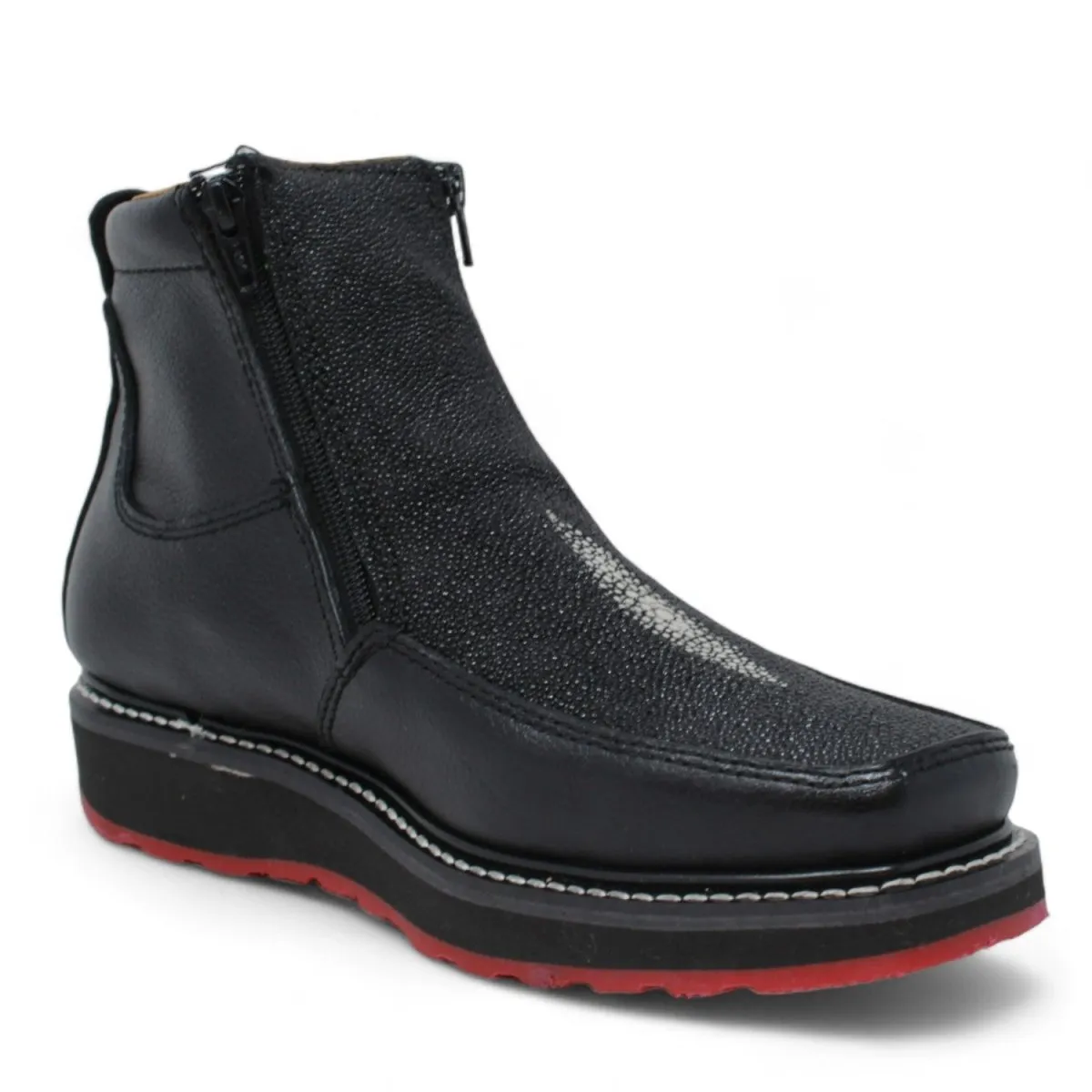Square Toe Double Density Work Boots with Double Zipper
