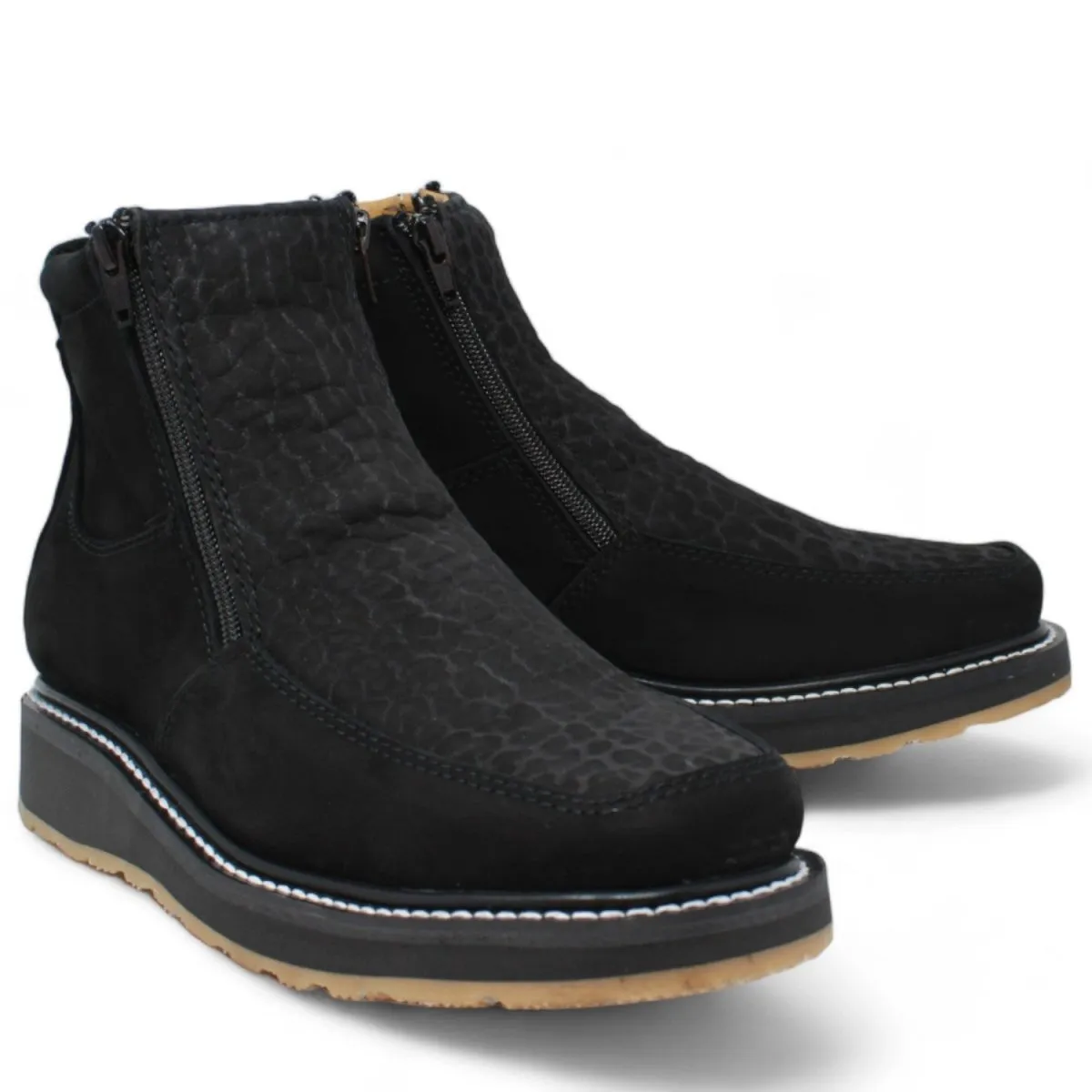 Square Toe Double Density Work Boots with Double Zipper