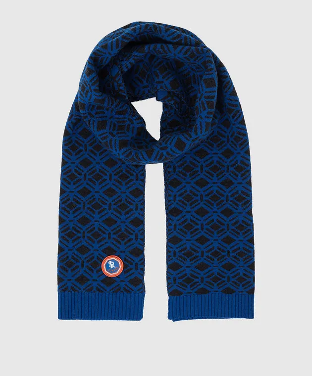 Stefano Ricci Patterned blue cashmere scarf for children