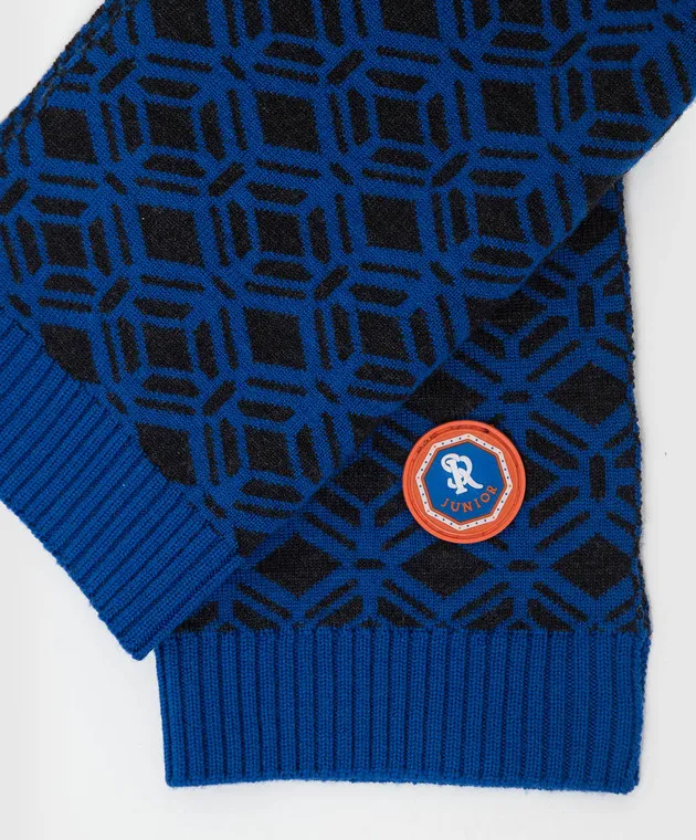 Stefano Ricci Patterned blue cashmere scarf for children