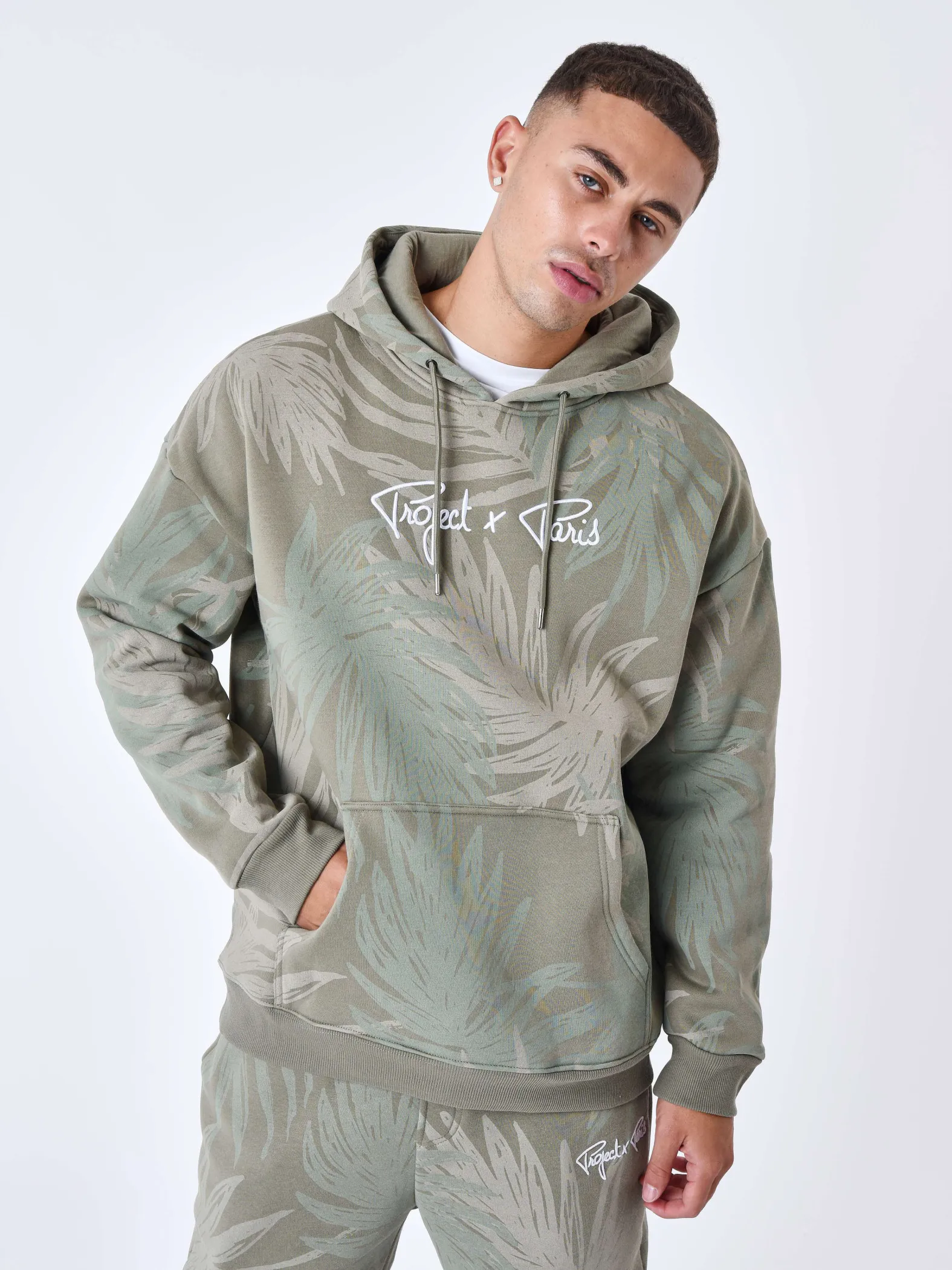 Sudadera con capucha y estampado de palmeras