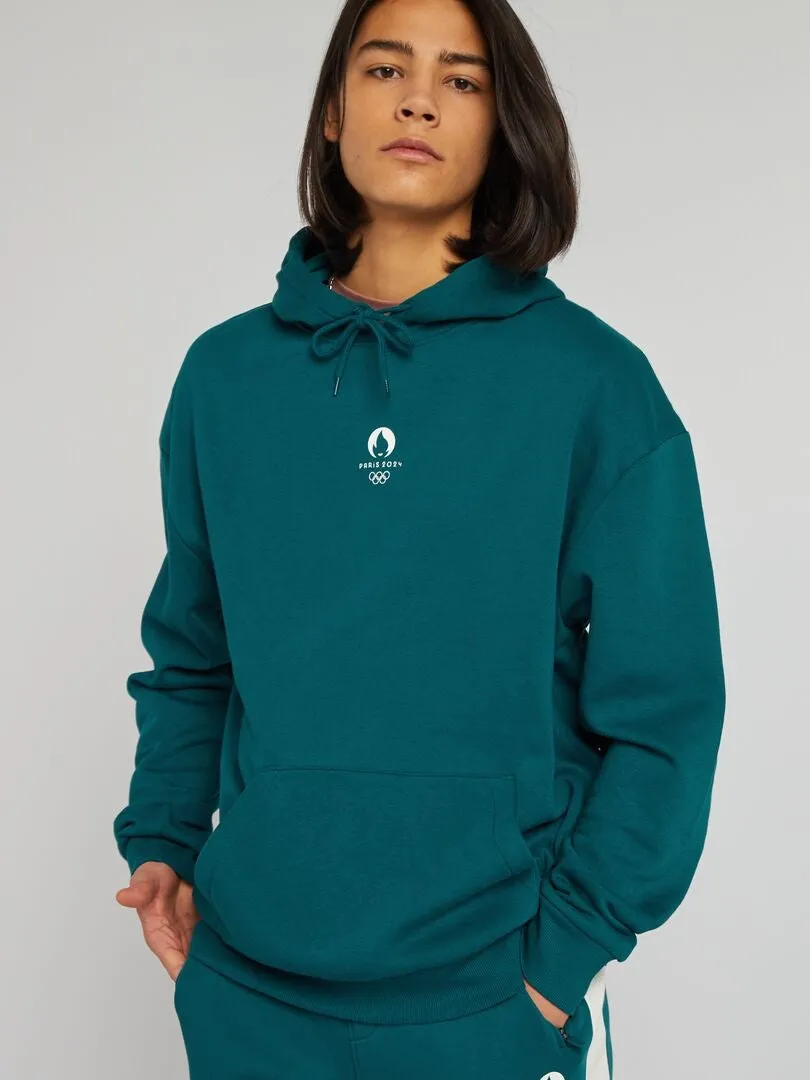 SUDADERA DE CHáNDAL CON CAPUCHA   PARíS 2024  VERDE