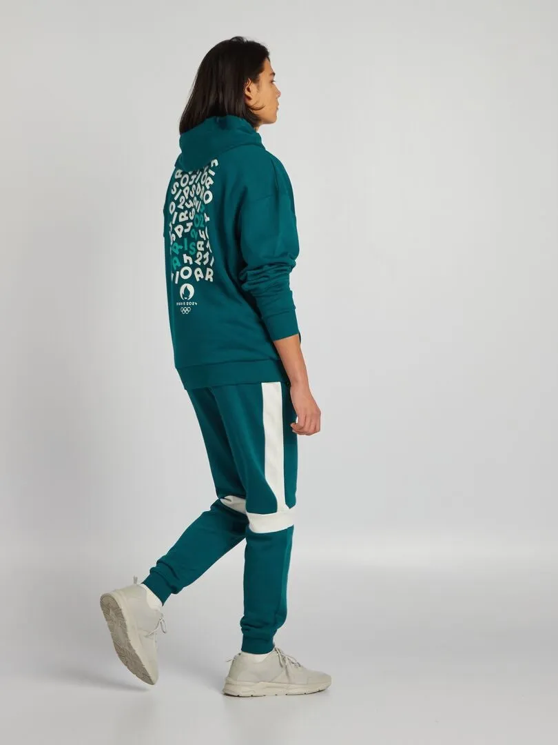 SUDADERA DE CHáNDAL CON CAPUCHA   PARíS 2024  VERDE