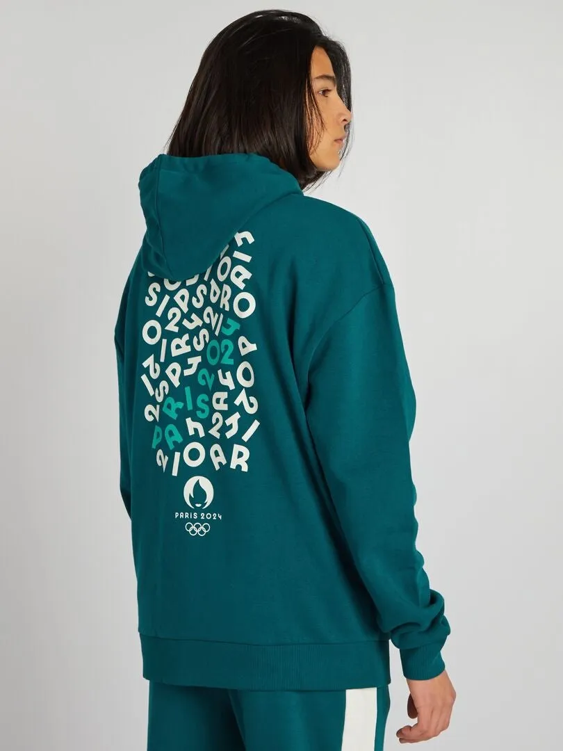 SUDADERA DE CHáNDAL CON CAPUCHA   PARíS 2024  VERDE