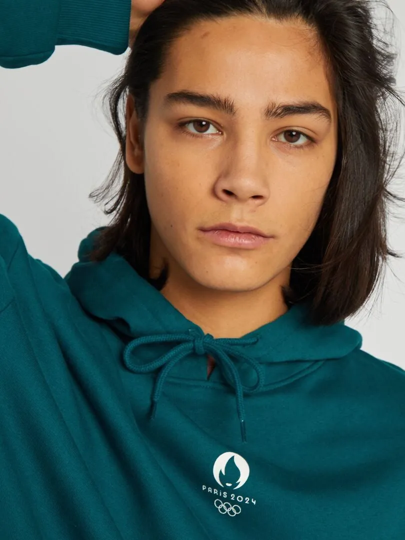 SUDADERA DE CHáNDAL CON CAPUCHA   PARíS 2024  VERDE