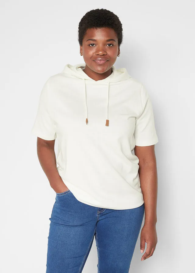 Sudadera de media manga con capucha Blanco lana