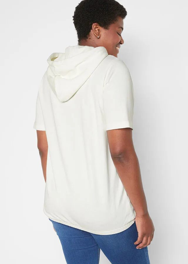 Sudadera de media manga con capucha Blanco lana