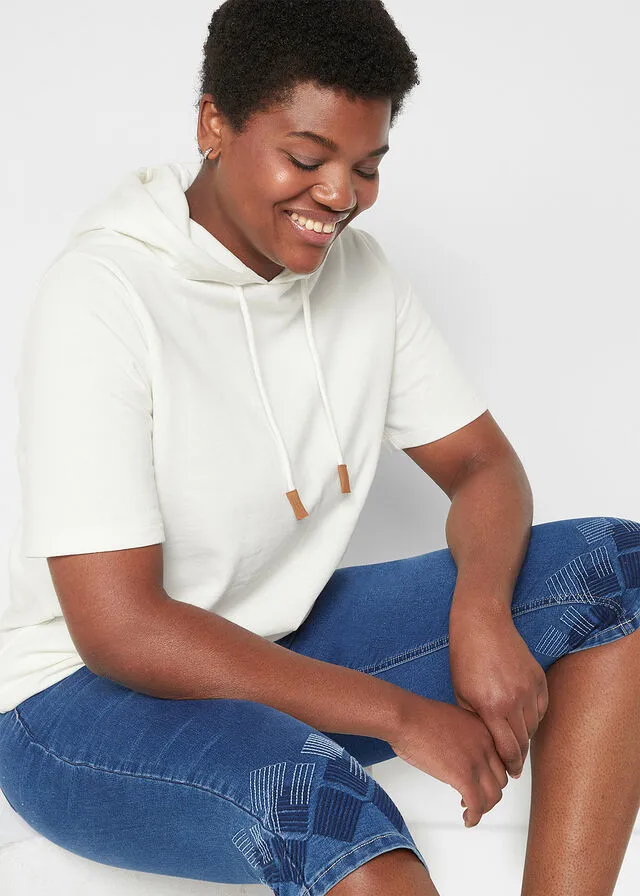 Sudadera de media manga con capucha Blanco lana
