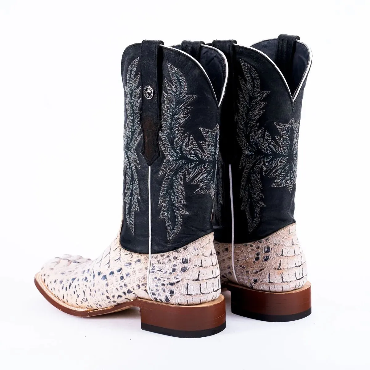 Tanner Mark Men's Print Caiman Hornback Square Toe Boots Natural