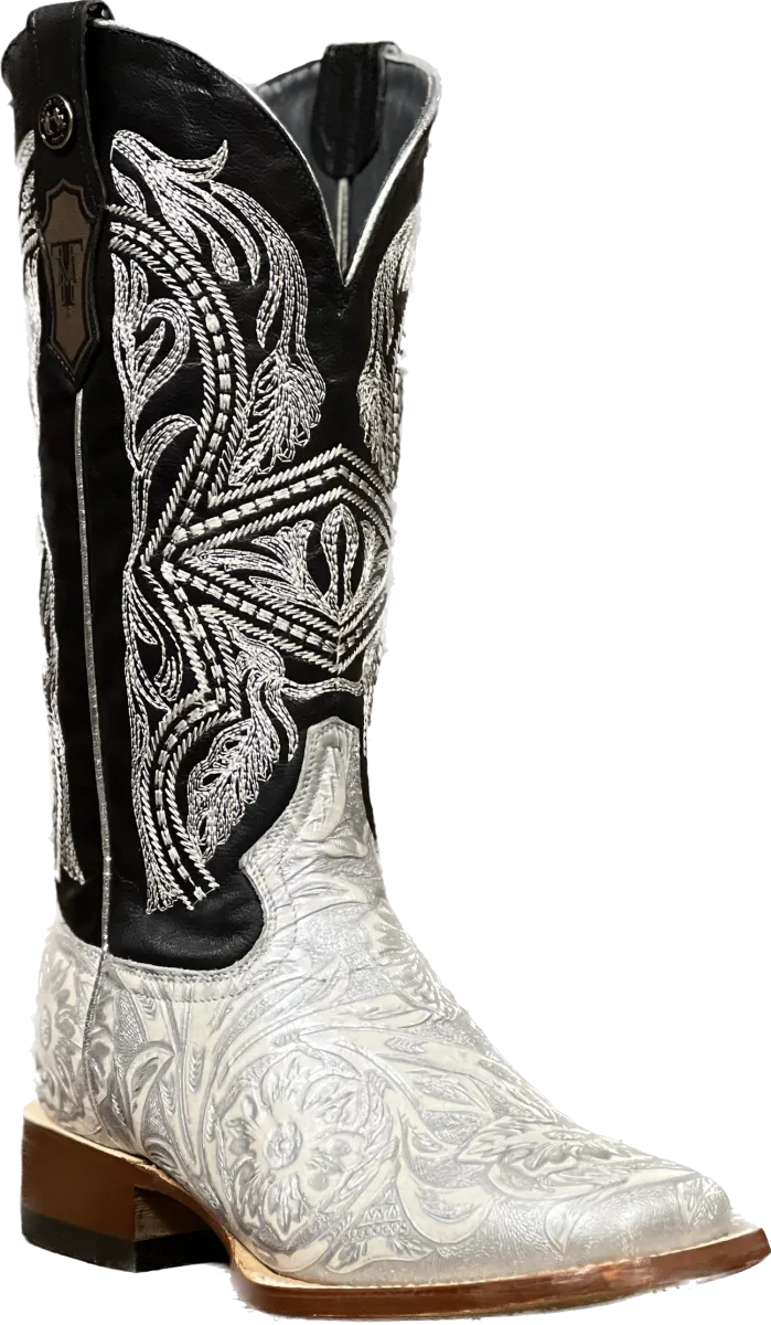 Tanner Mark Women's Chrome Saddle Stamp Leather Square Toe Boots