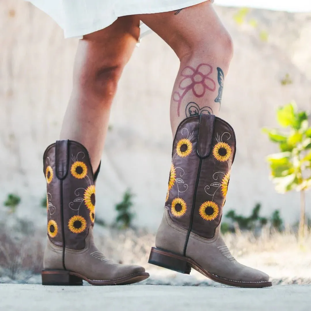 Tanner Mark Women's Leather Square Toe Boots Crazy Brown