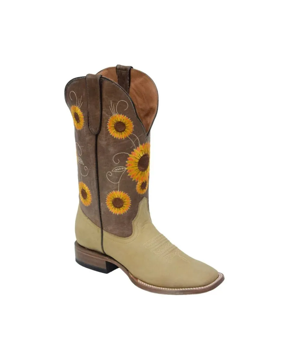 Tanner Mark Women's Leather Square Toe Boots Crazy Brown